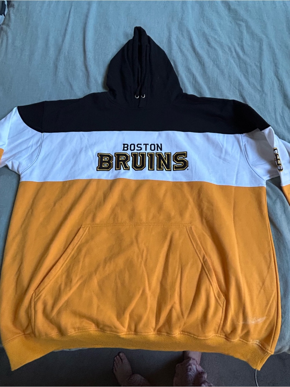 Fanatics Boston Bruins Black White Gold Colorblock Hoodie